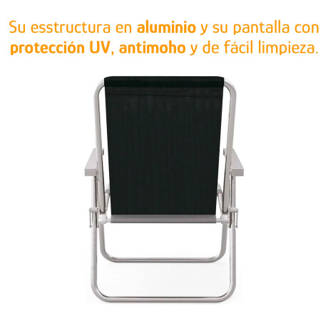 Kit 2 Reposeras Altas Plegables Aluminio Conforto Total Mor Negro