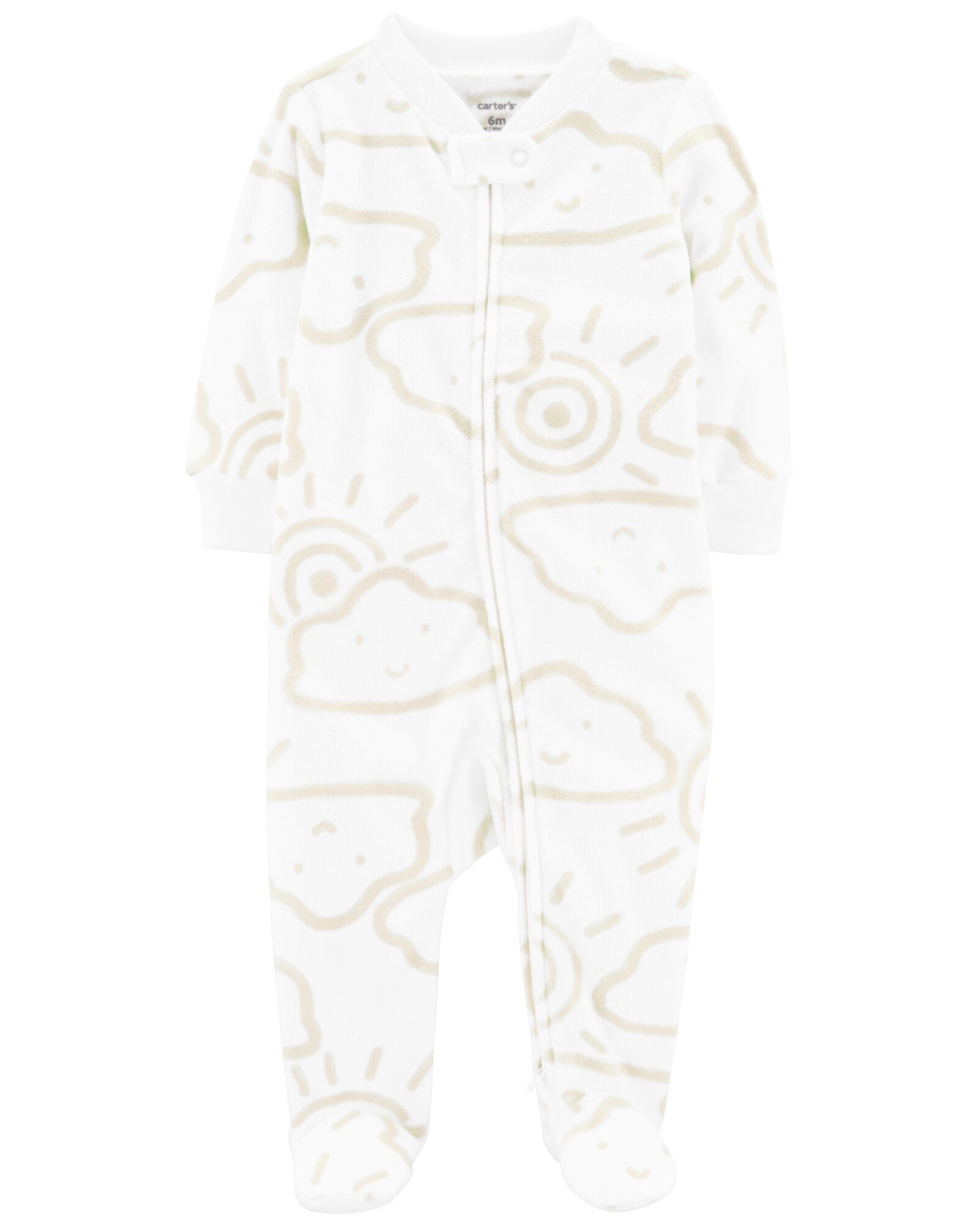 Pijama una pieza de micropolar con pie diseño nubes Sin color