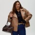 campera cuerina Beige
