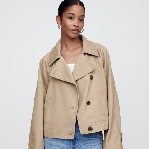 V-CROPPED MODERN TRENCH CARGO KHAKI