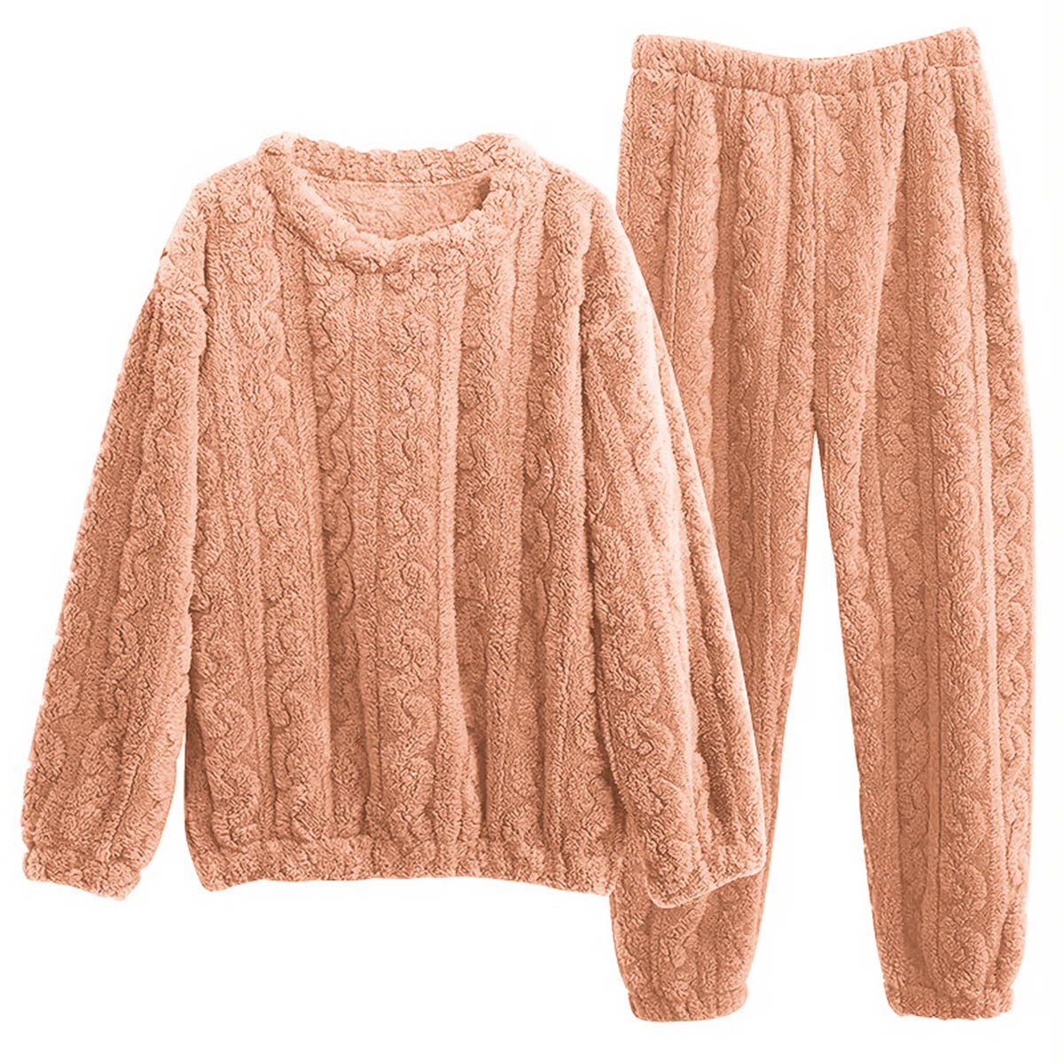 Conjunto Pijama Jogging Peluche Abrigo Buzo Pantalón - Marron 