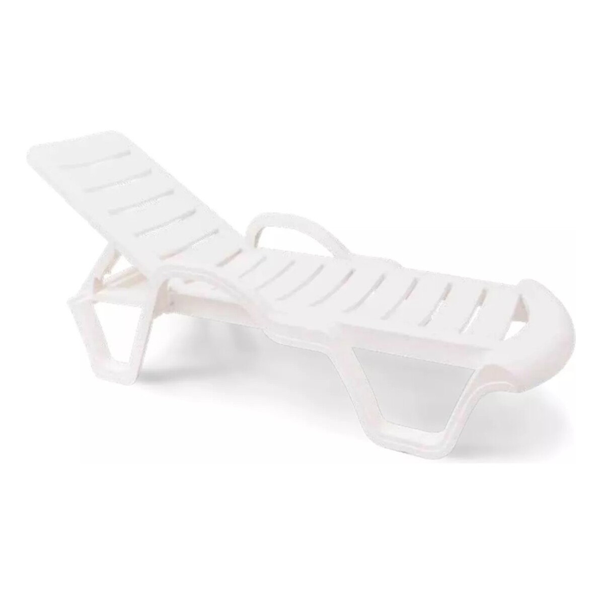 Reposera Apilable Jardín Piscina Reclinable Blanca Pvc Blanco 