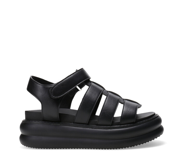 Sandalia de Mujer Miss Carol PEARL con plataforma y materiales combinados Negro