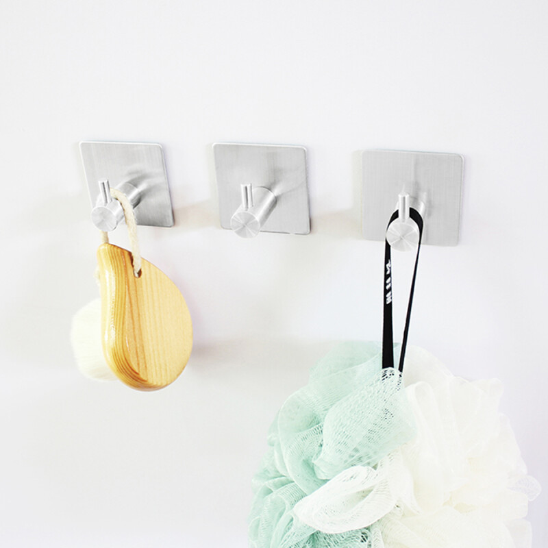 Kit 4 Ganchos perchero metálico adhesivo PLATEADO