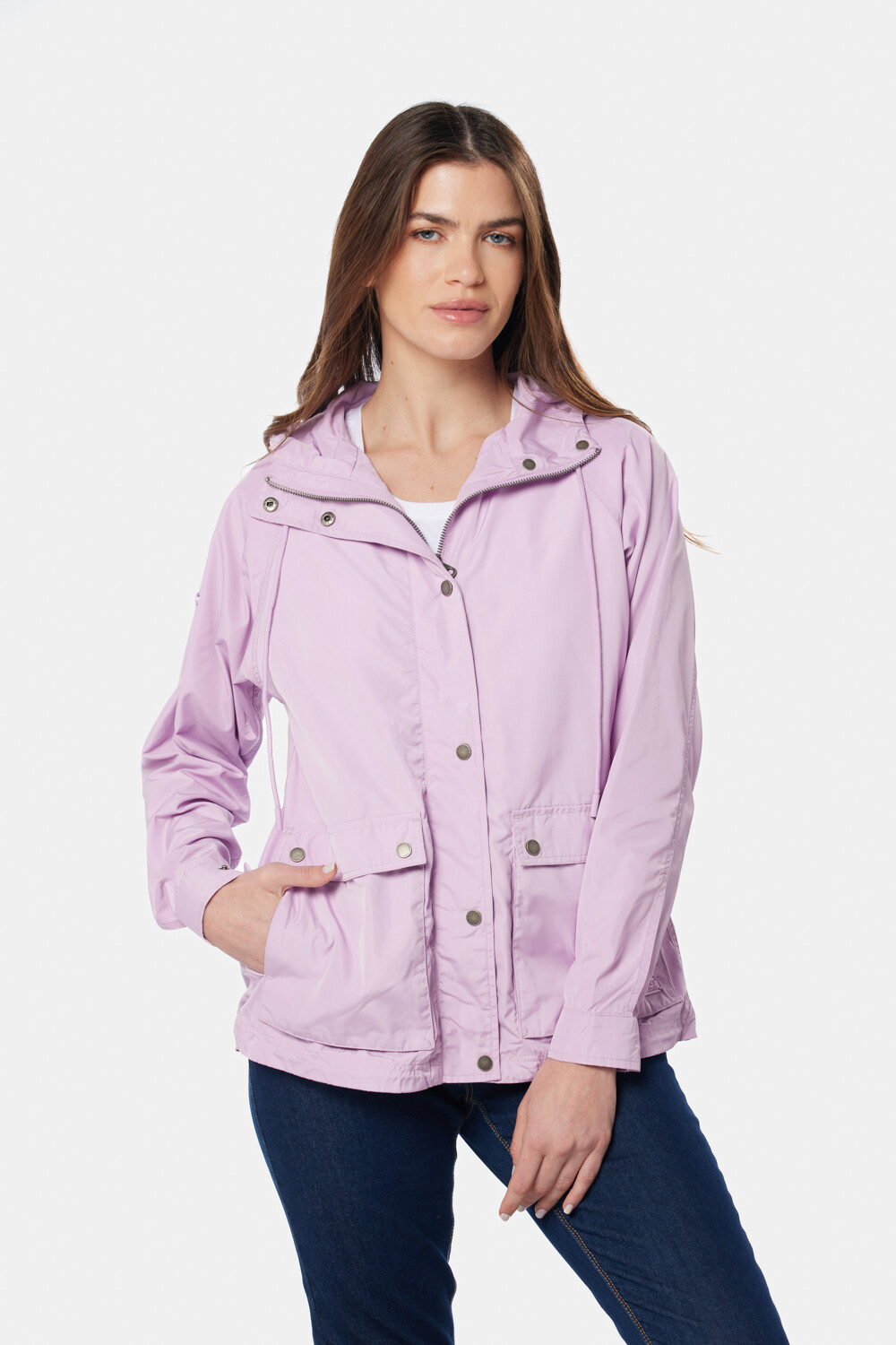 CAMPERA DE NYLON CON CAPUCHA Lila