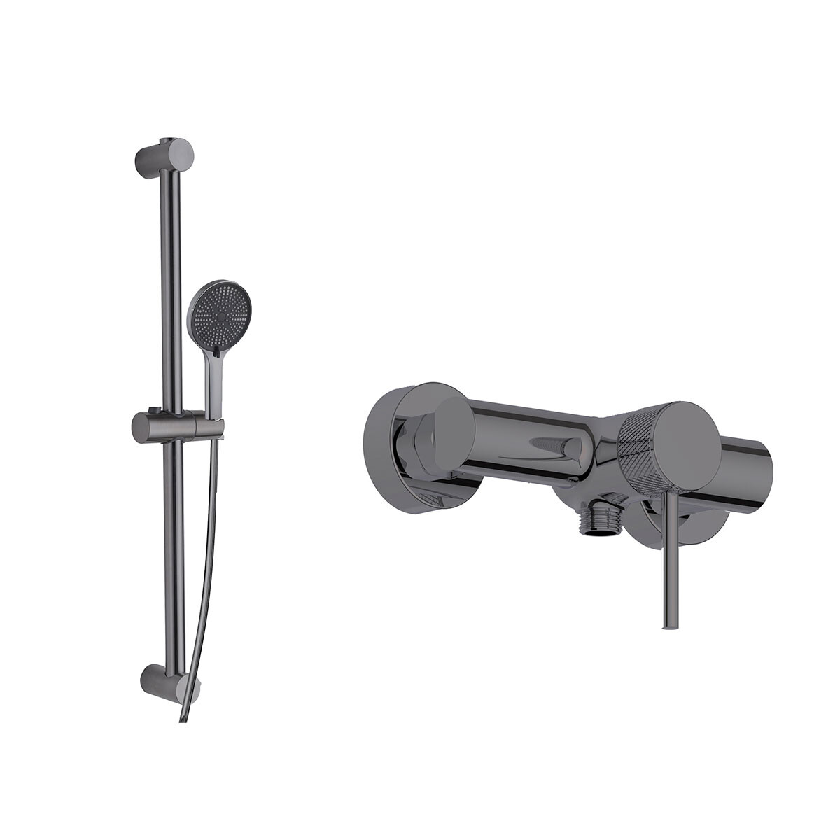 Griferia Ducha Ext Con Barra Incl Telefono Y Flexible Color Gun Metal 