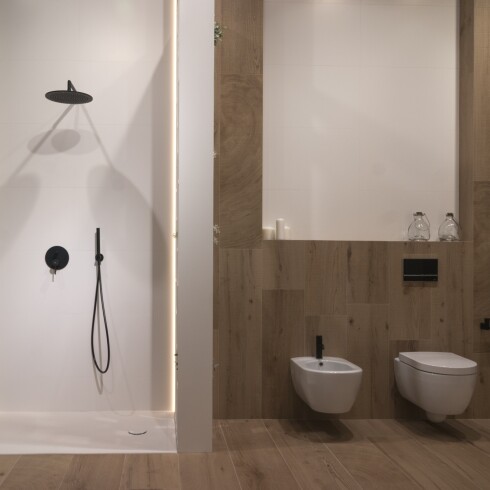 GRIFERIA BRAZO DE DUCHA 40 CM NEGRO MATE LINEA ESTANDAR NEGRO