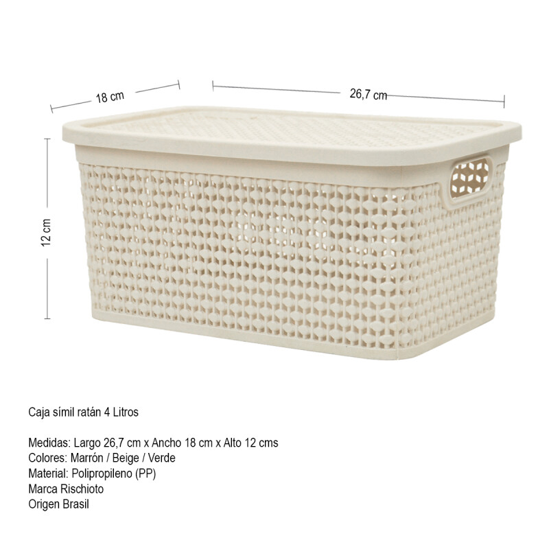 Set x10 caja simil ratán 4 lts BEIGE