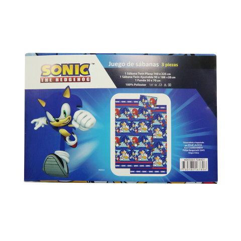 Juego Sábanas Infantiles Sonic 1 Plaza 100% Microfibra AZUL FRANCIA