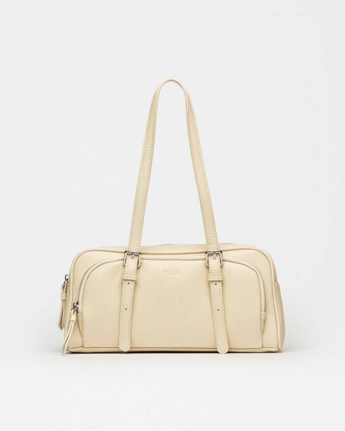 Cartera al hombro Lagoon en efecto cuero liso Natural