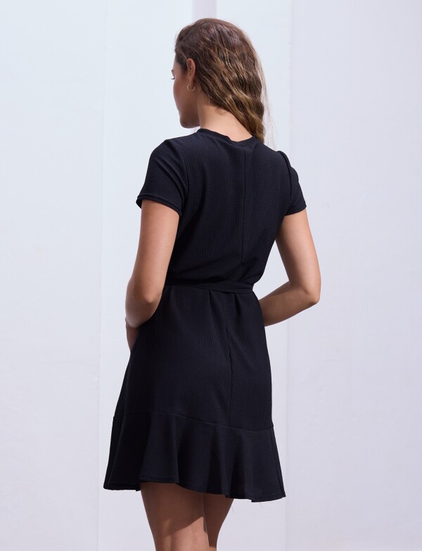 Vestido Lazo Texturado NEGRO