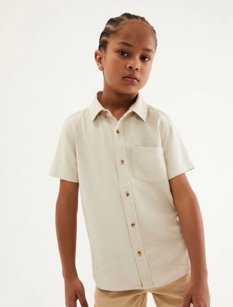 CAMISA INFANTIL DE LINO BEIGE