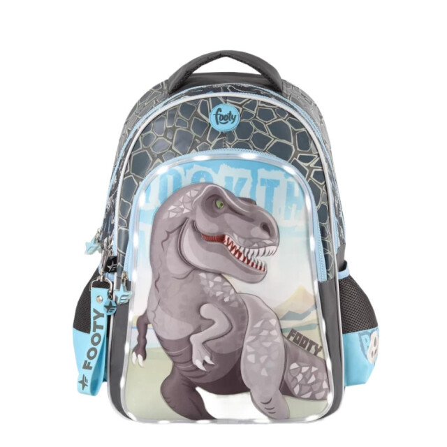 Mochila Footy DINOSAURIO con Luz Led Gris - Celeste