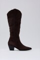Bota caña alta de suede chocolate