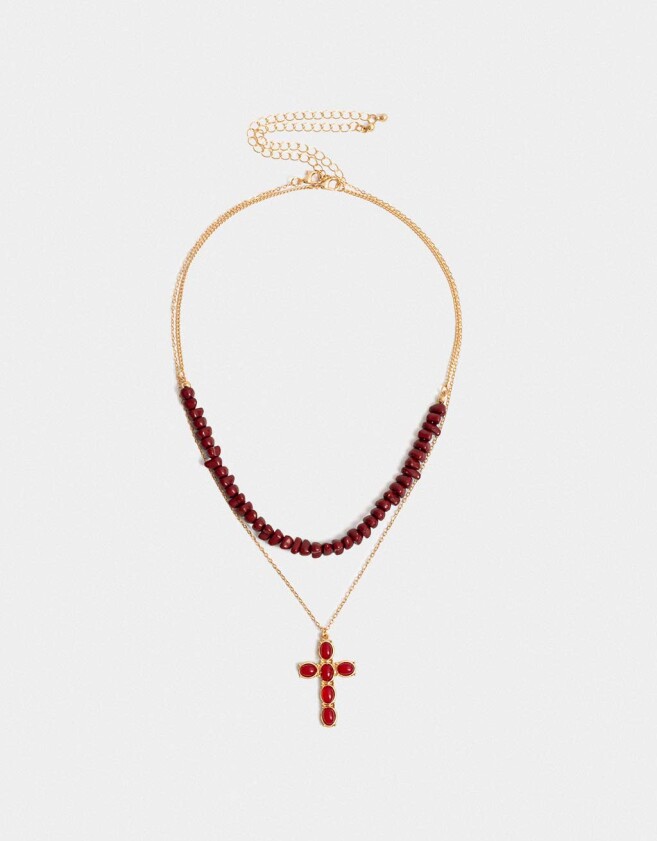 Collares Cortos Religioso Collar Corto Con Cruz - Dorado