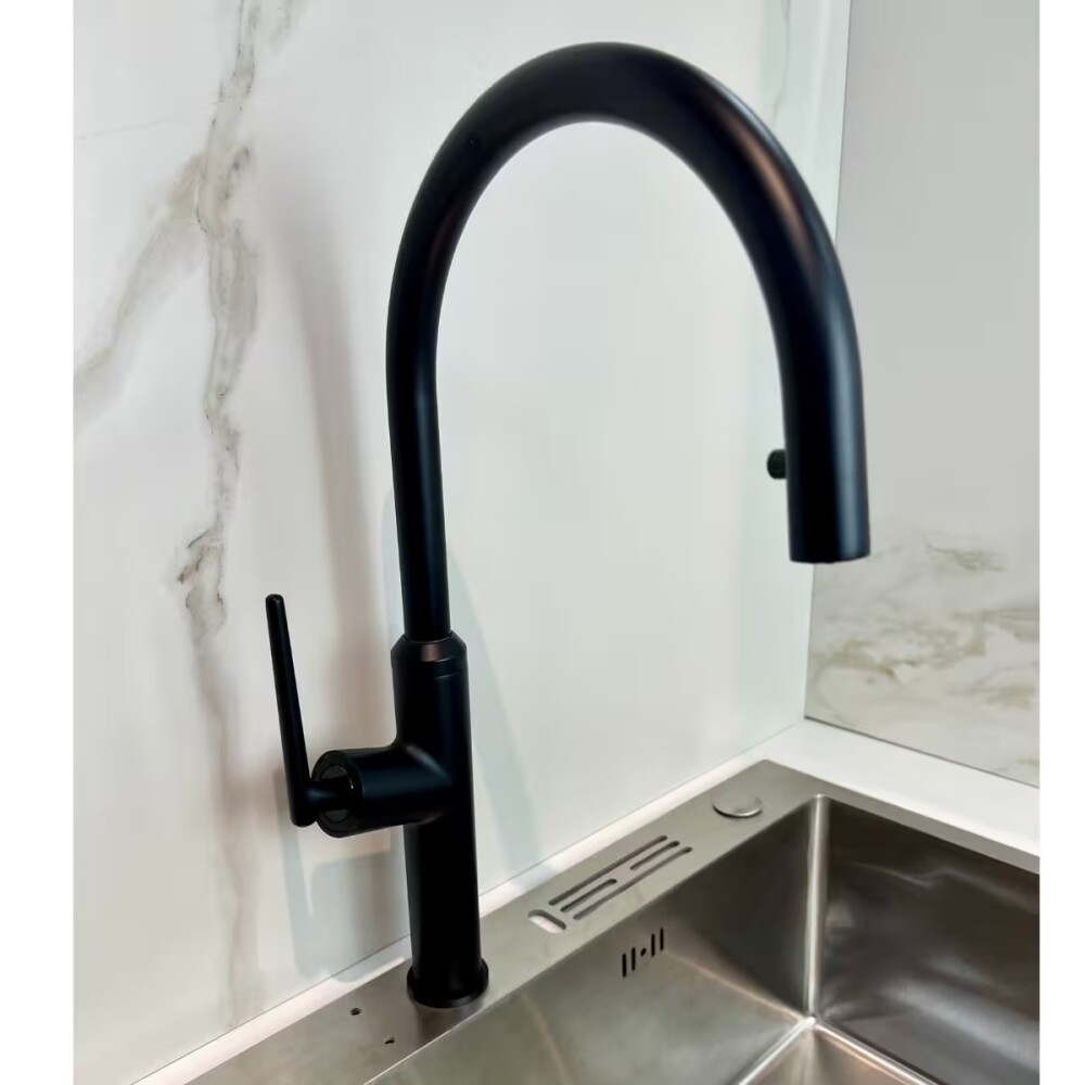 Grifería de cocina Monocomando de mesada extensible Negro Mate Grifería De Cocina Monocomando De Mesada Extensible Negro Mate