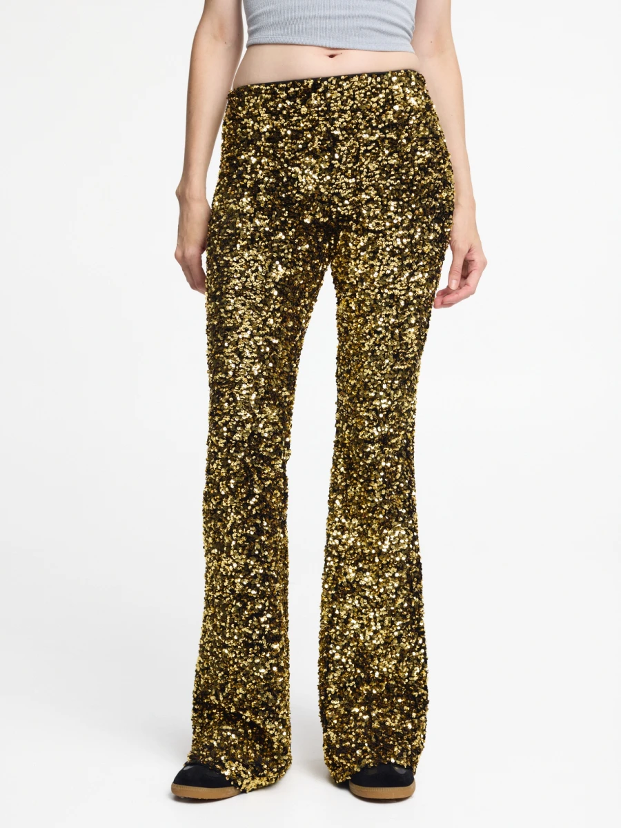 PANTALON FLARE DE LENTEJUELAS. 
