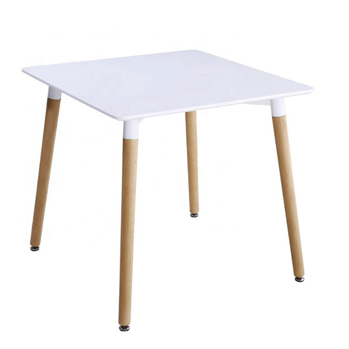 Mesa Eames con patas de madera 80x80 Cm - BLANCO 