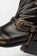 Bota Texana Mediana NEGRO Y CRUDO