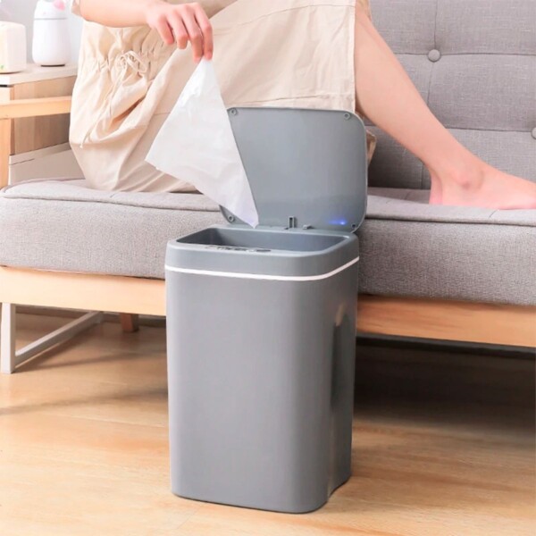 Papelera Cesto Basura Automatica 16l Basurero Sensor Color Variante Gris