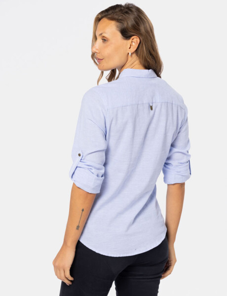 CAMISA DE LINO MEDIO BOTÓN Lila