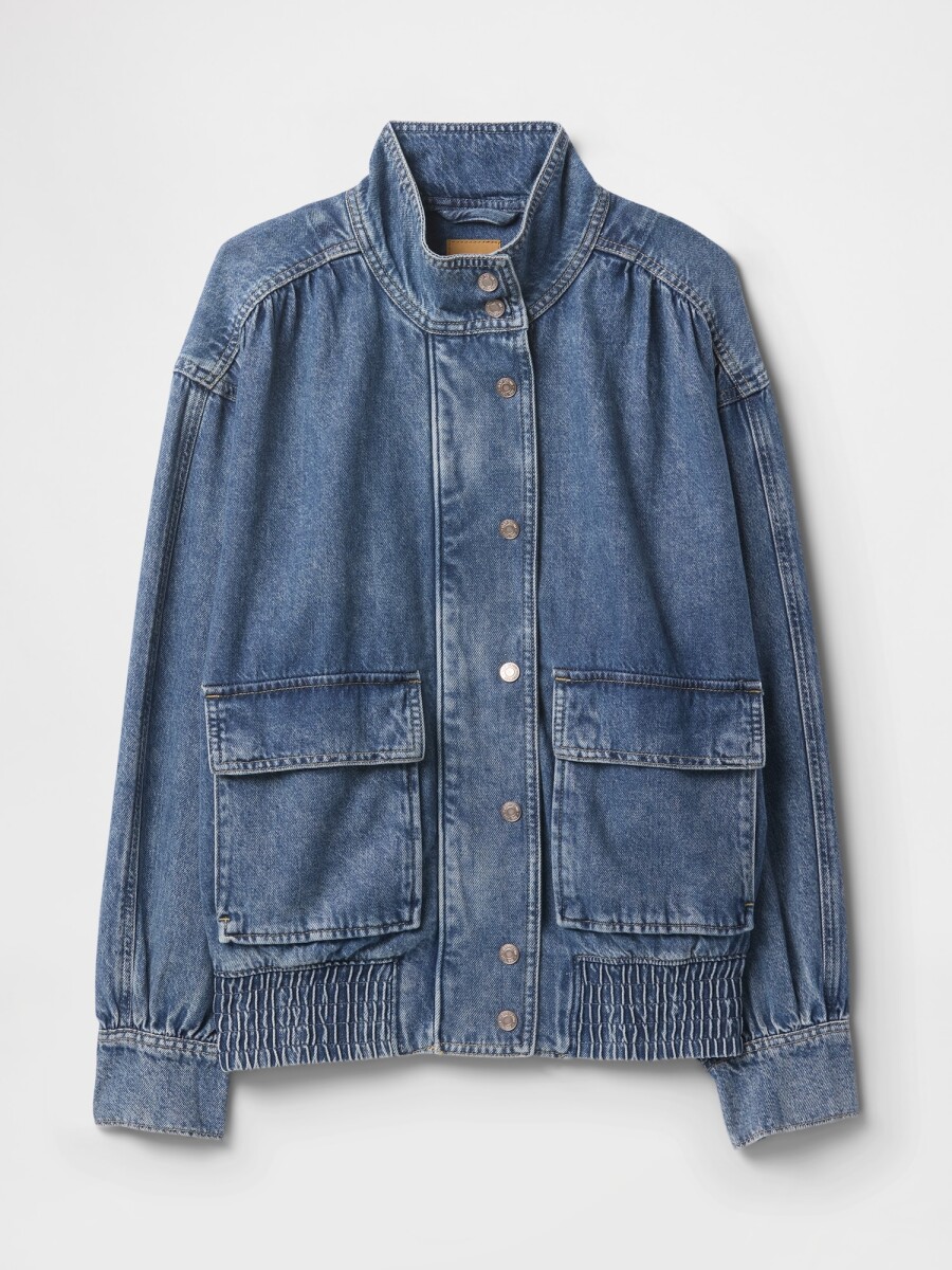 Campera De Jean Bomber Mujer - Medium Indigo 15 
