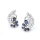 Caravanas En Oro 18K Blanco, Brillantes Y Zafiros Caravanas En Oro 18K Blanco, Brillantes Y Zafiros
