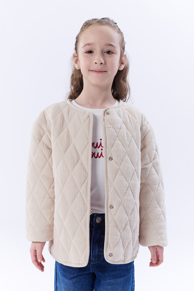 Campera capitoneada estampada Rayas Beige