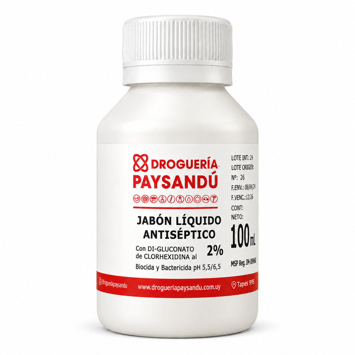 Jabón líquido antiséptico con clorhexidina al 2% 100ml 