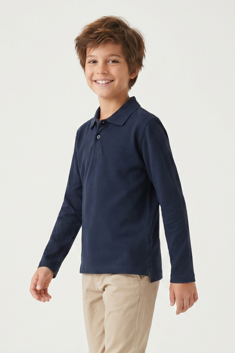 Remera polo manga larga AZUL MARINO