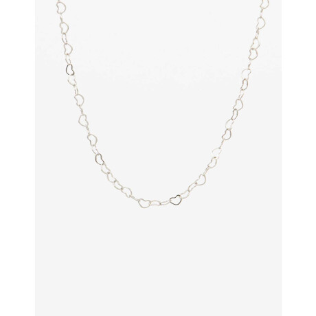 Collar Corto Metal Corazones Plateado Rodio