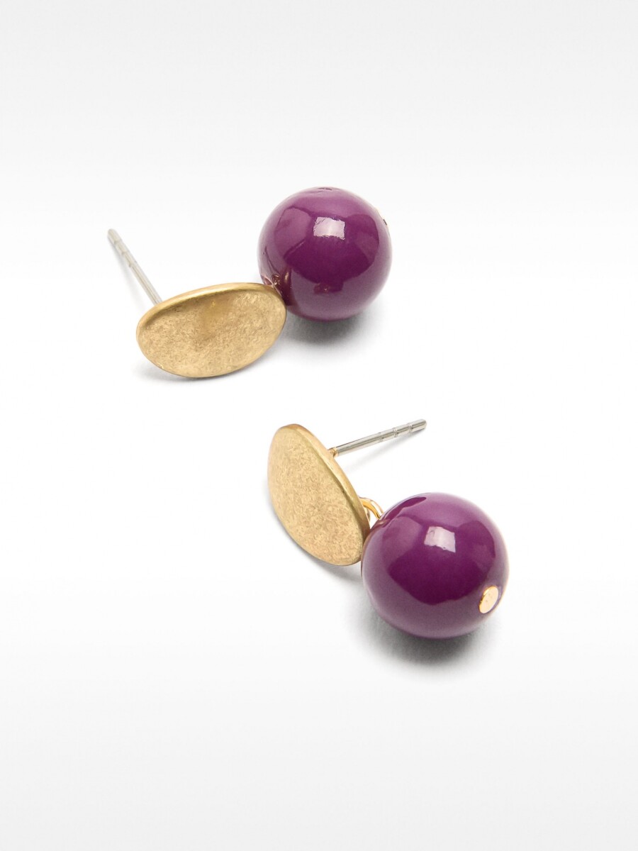 Pendientes Cortos Con Resina violeta