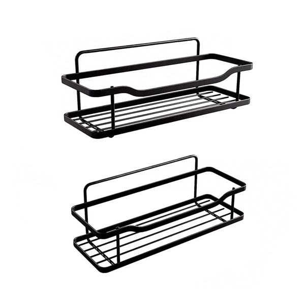 Estante Organizador Baño Ducha Set X2 Adhesivo Con Ganchos Imback Color Negro Estante Organizador Baño Ducha Set X2 Adhesivo Con Ganchos Imback Color Negro