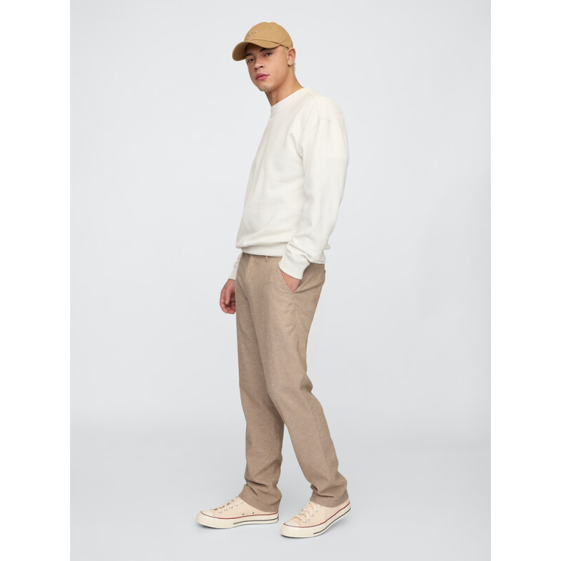 V-STRAIGHT LINEN COTTON PANT KHAKI