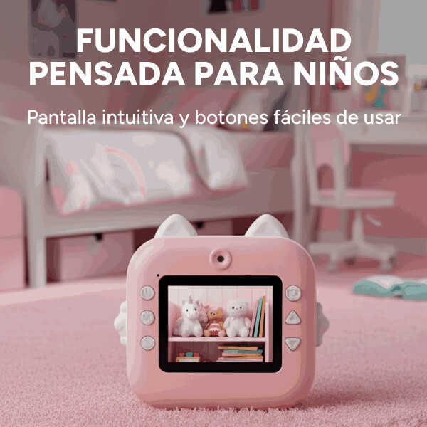 Cámara Fotos Infantil Impresión Instantánea Niños + 2 Rollos Color Rosa Claro