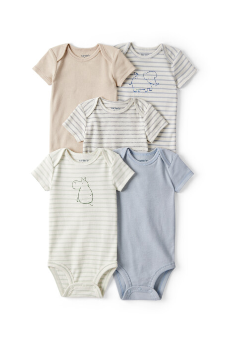 Pack cinco bodies de algodón, diseño animales Pack cinco bodies de algodón, diseño animales