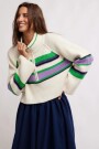 STRIPED GRETA HALF ZIP Blanco