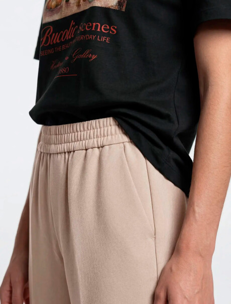 PANTALÓN RECTO DE TELA - BEIGE BEIGE