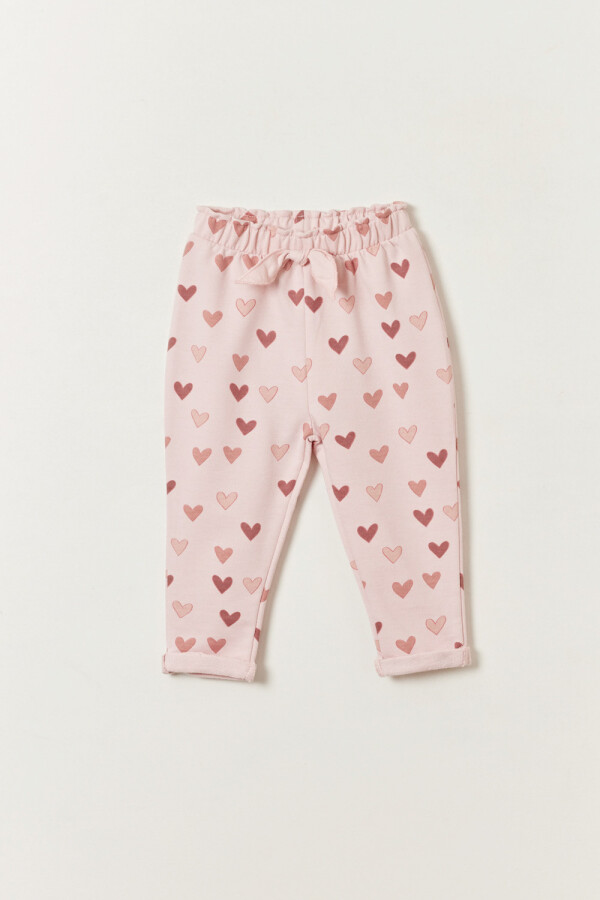 Pantalón deportivo lazo Estampa Corazon Rosa