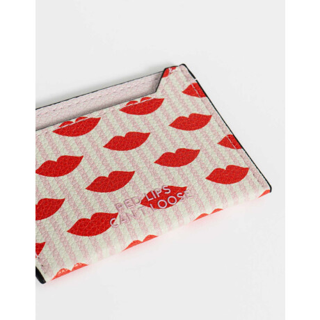 Tarjetero De Cuerina Bocas Estampado Rayas