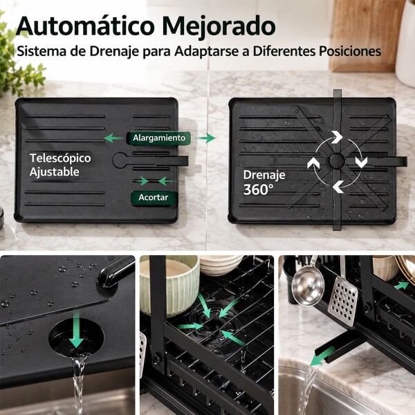 Escurridor Seca Platos Vajilla 2 Niveles Con Bandeja Drenaje Agua Cocina Imback Color Negro Escurridor Seca Platos Vajilla 2 Niveles Con Bandeja Drenaje Agua Cocina Imback Color Negro