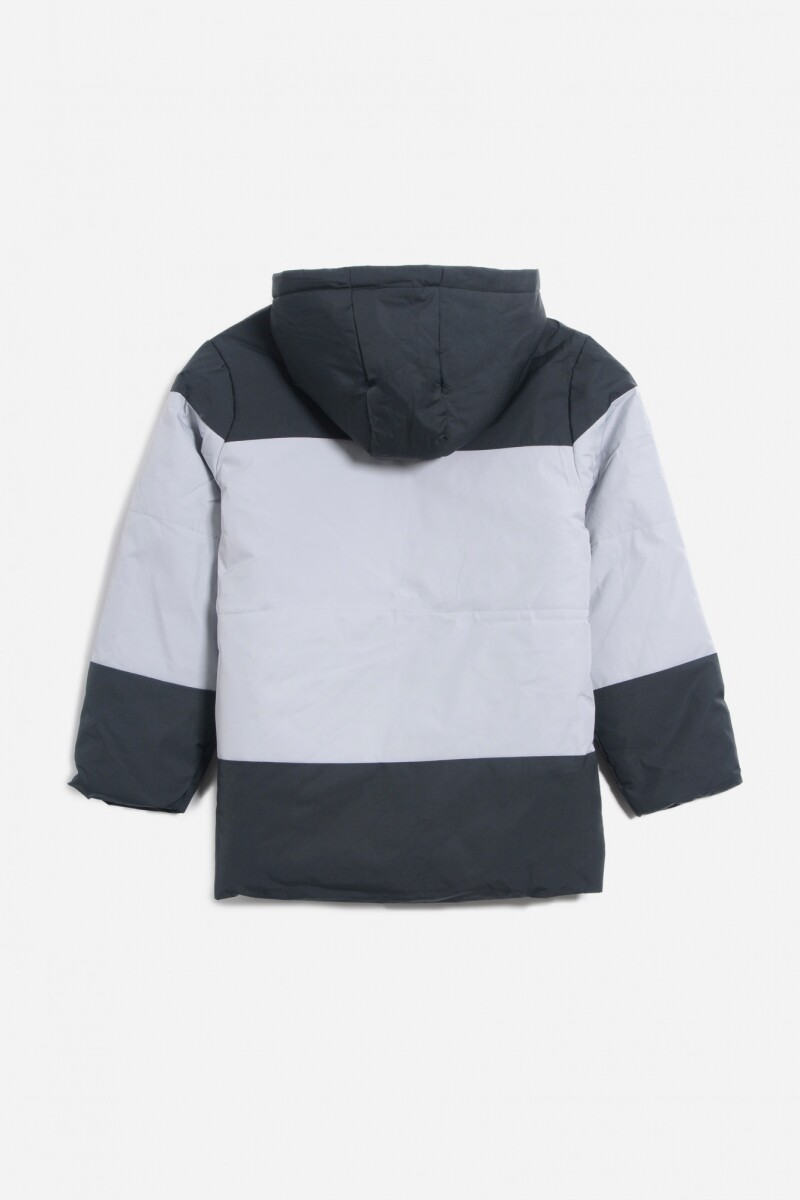 Campera capitoneada con capucha GRIS