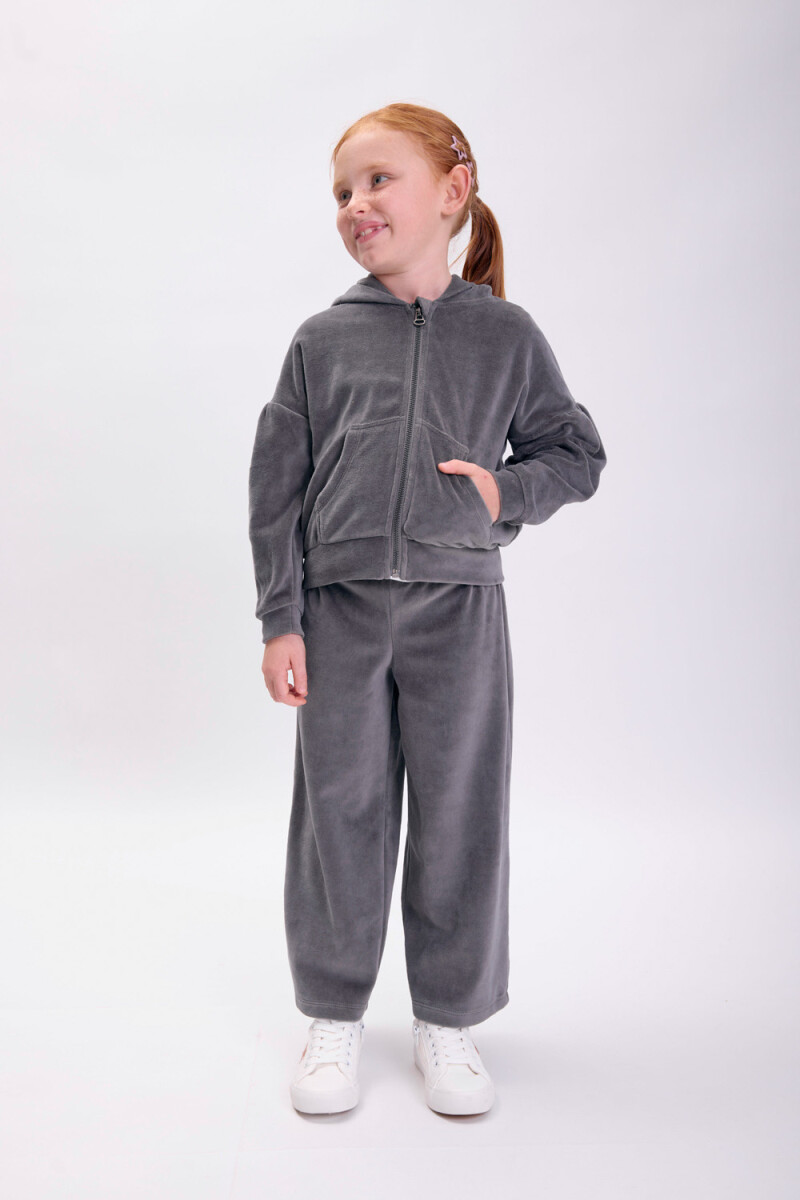 Campera plush frunces Gris