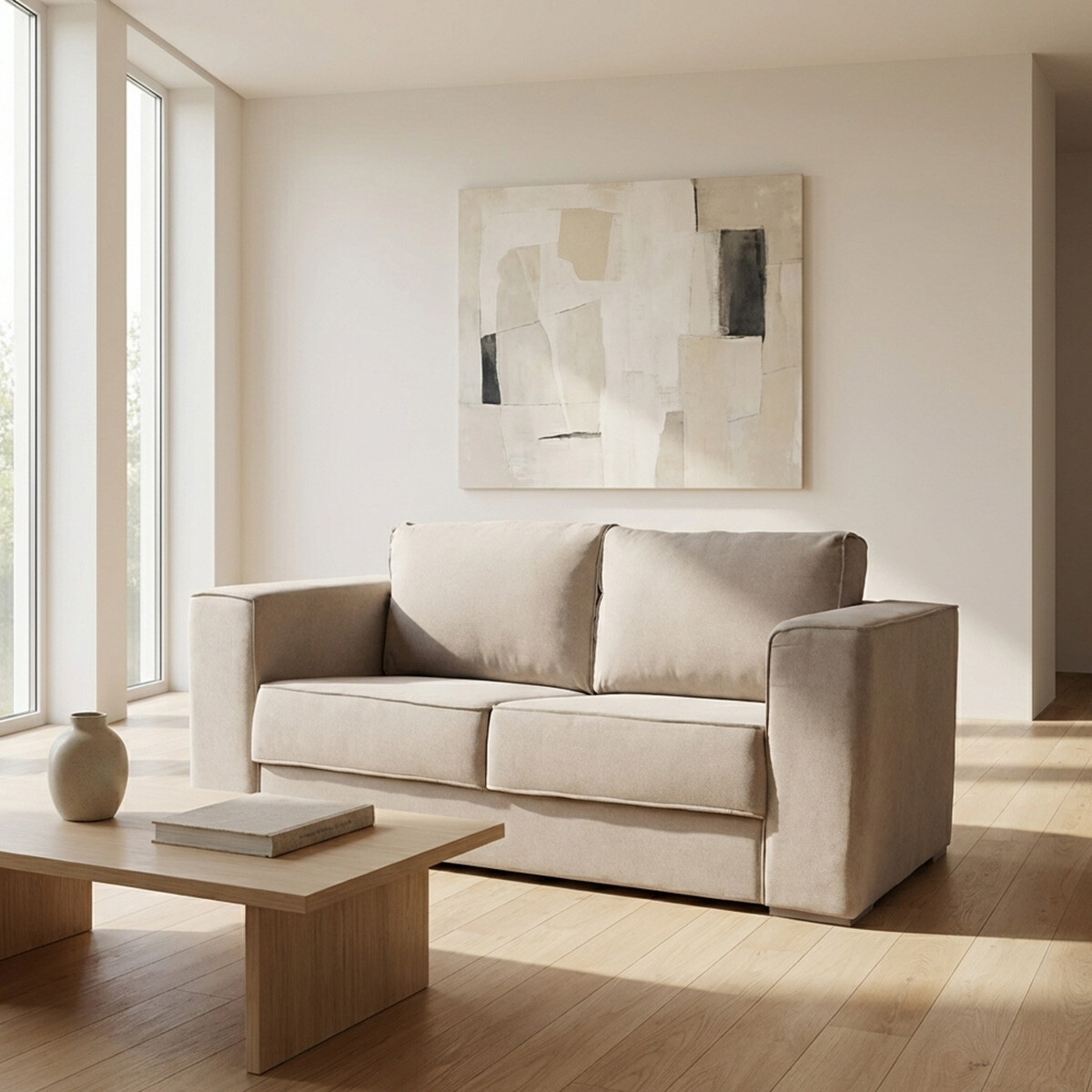 Sofá Olimpus - Microfibra - 2 cuerpos - Kruger 02-152 (Beige) 