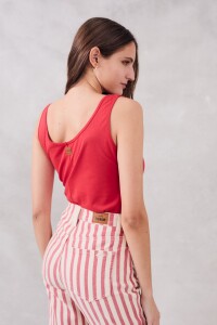 Musculosa Algodón Peinado Rojo