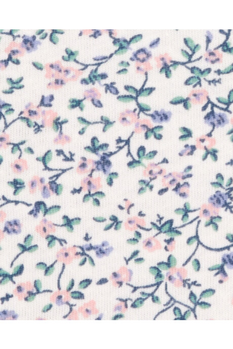 Blusa de algodón, manga corta, diseño floral Sin color