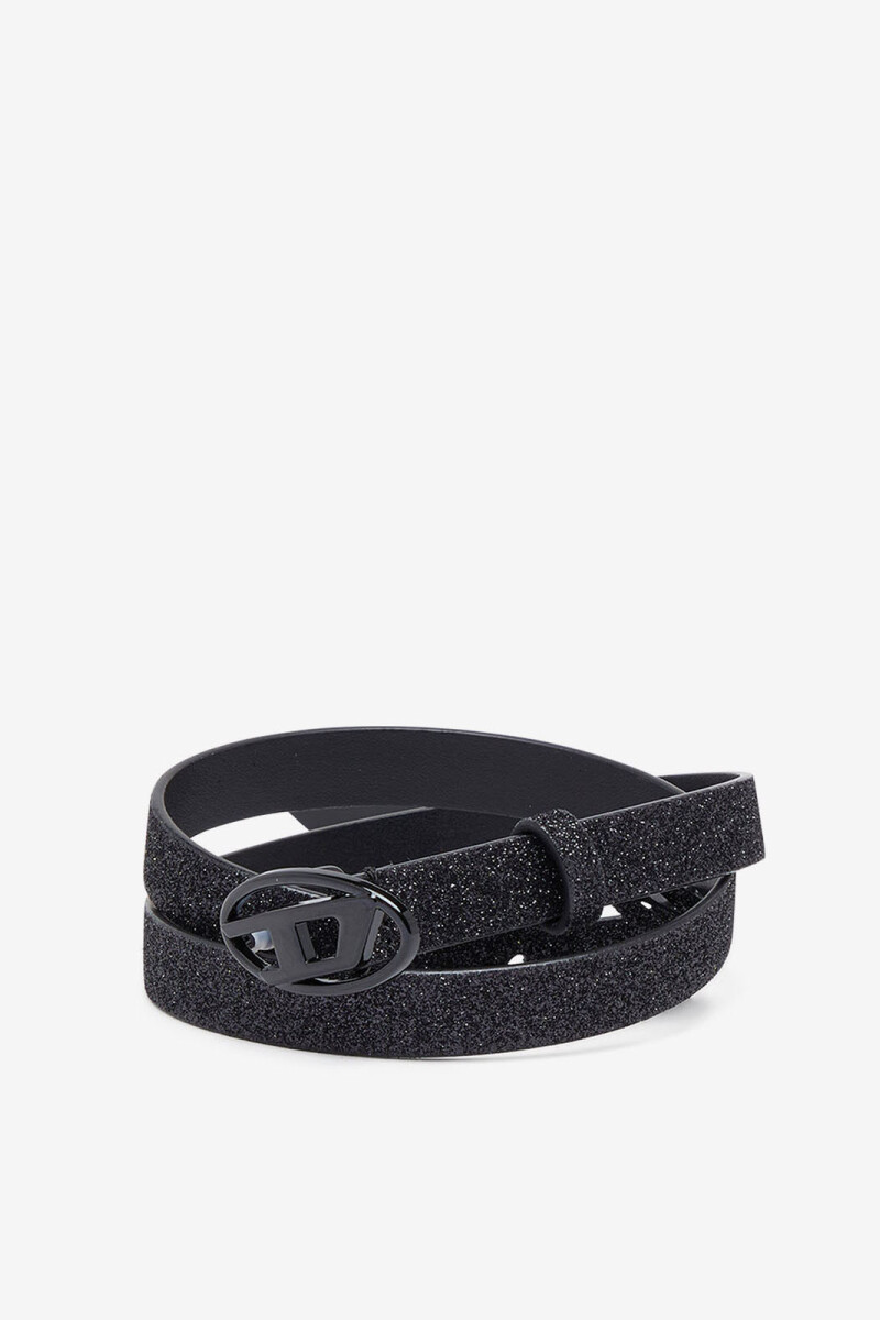 CINTURÓN BRILLO CON LOGO D Negro
