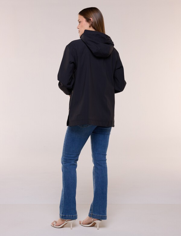 Gabardina Con Capucha Impermeable NEGRO