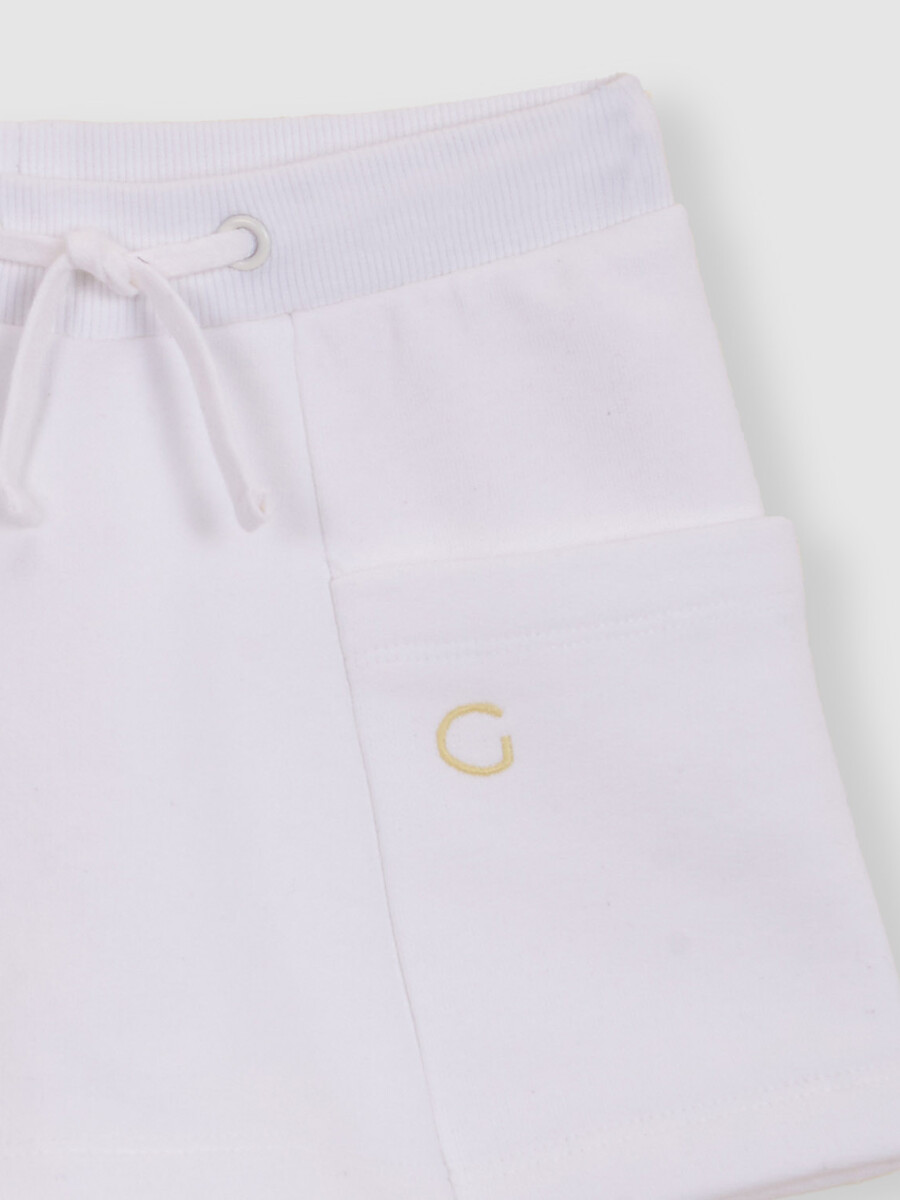 Falda Pantalon Felpa Con Contrastes Blanco