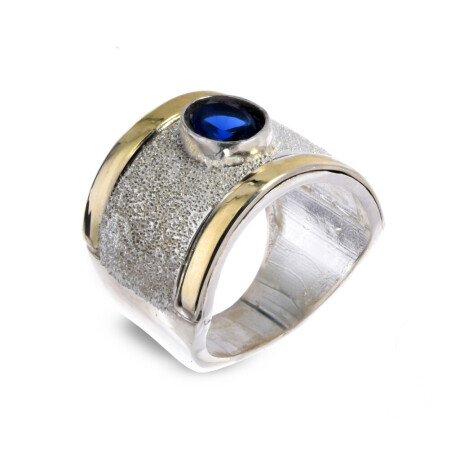 Anillo de plata 925 y double en oro 18 ktes Circonia